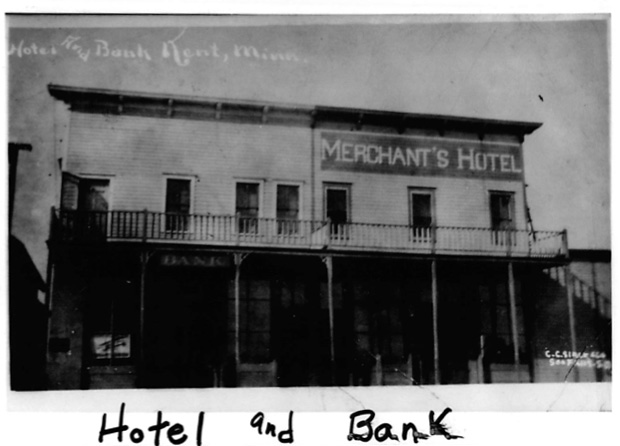 Vintage Photo of the outside of Kent State Bank with Hotel on 2nd Floor